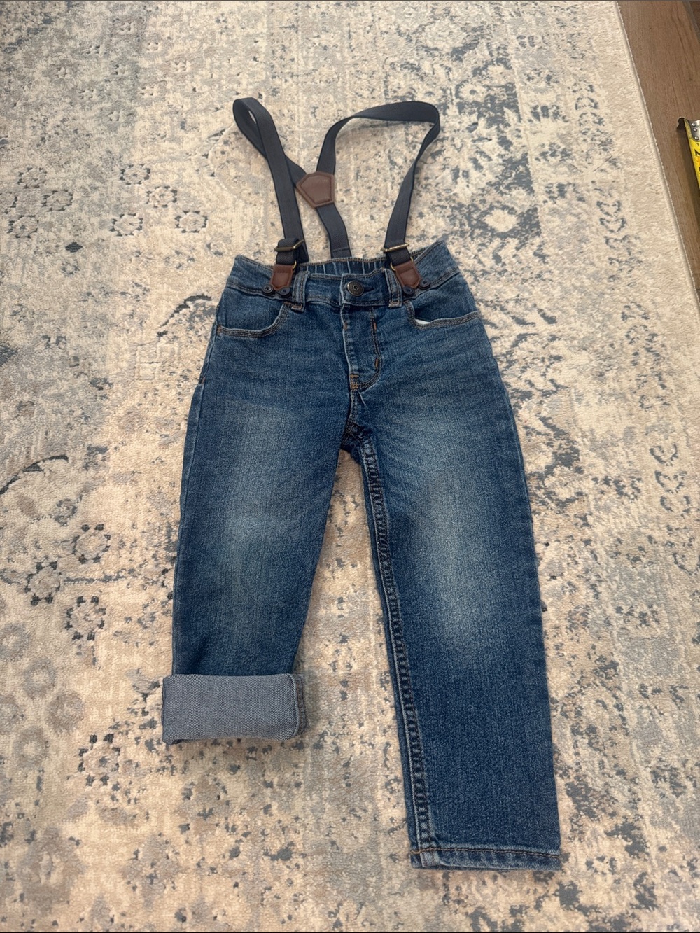 OshKosh B'gosh Denim Jeans with Navy Elastic Suspenders